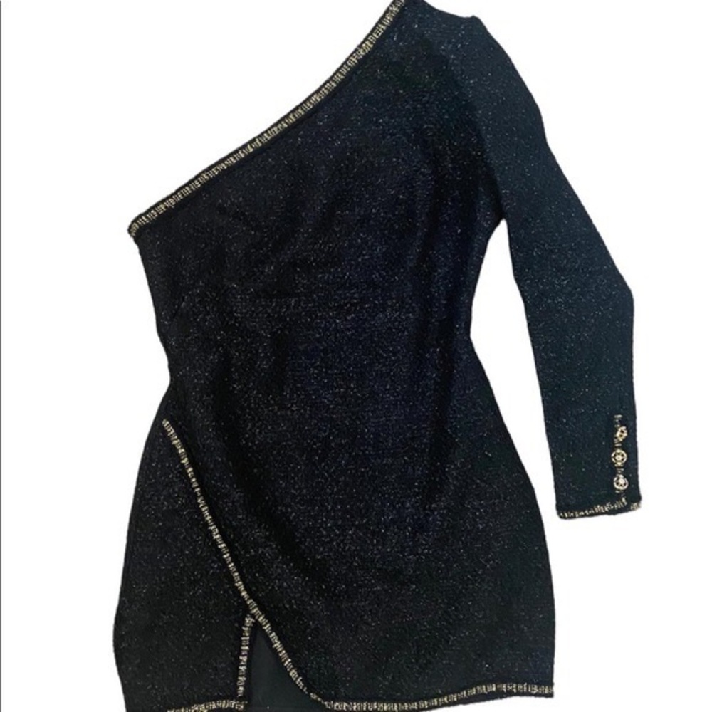 Zara Black One Shoulder Mini Dress